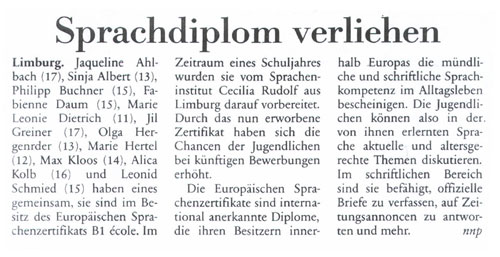 Zeitungsartikel NNP vom 27.09.2008